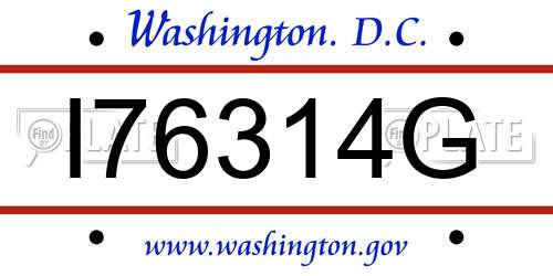 I76314G District Of Columbia License Plate