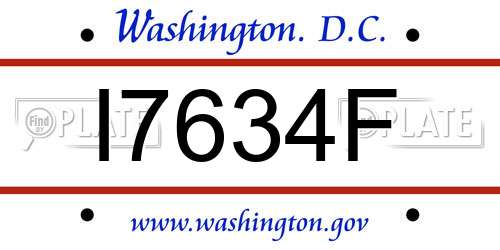 I7634F District Of Columbia License Plate