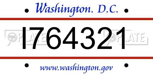 I764321 District Of Columbia License Plate