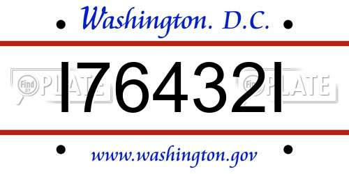 I76432I District Of Columbia License Plate