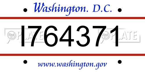 I764371 District Of Columbia License Plate