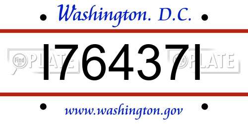 I76437I District Of Columbia License Plate