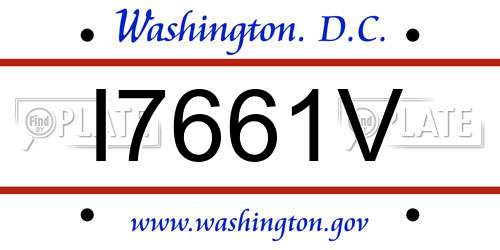 I7661V District Of Columbia License Plate