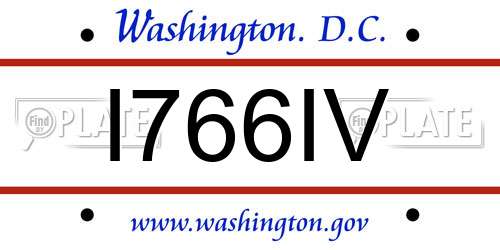 I766IV District Of Columbia License Plate