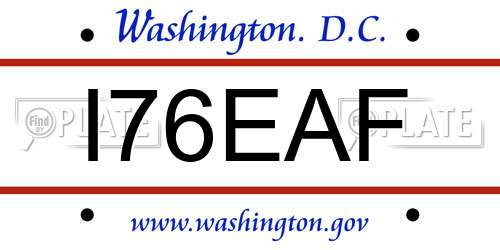 I76EAF District Of Columbia License Plate