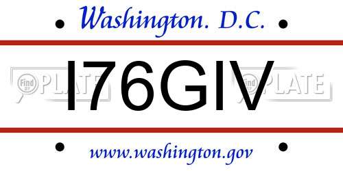 I76GIV District Of Columbia License Plate