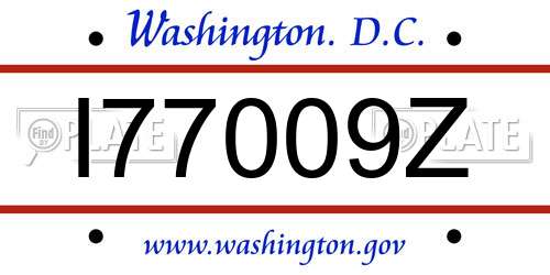 I77009Z District Of Columbia License Plate