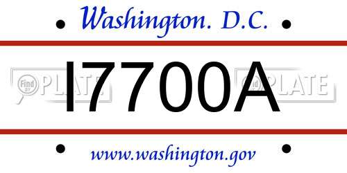 I7700A District Of Columbia License Plate
