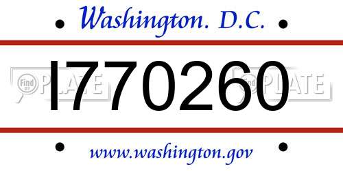 I770260 District Of Columbia License Plate