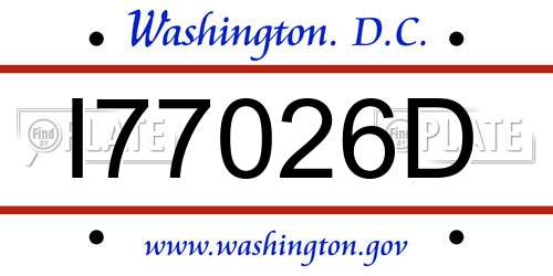I77026D District Of Columbia License Plate