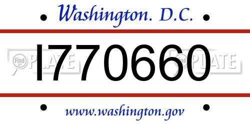 I770660 District Of Columbia License Plate