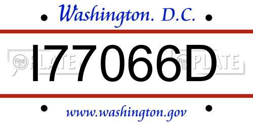 I77066D District Of Columbia License Plate