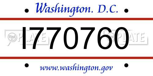I770760 District Of Columbia License Plate