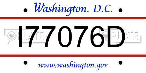 I77076D District Of Columbia License Plate