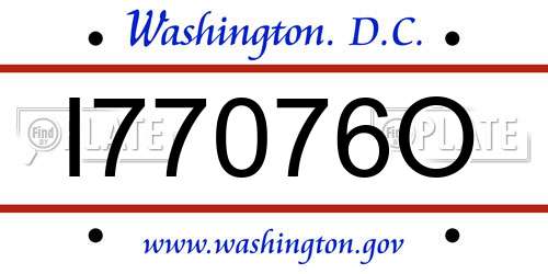I77076O District Of Columbia License Plate