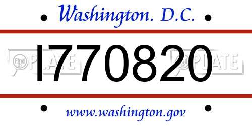 I770820 District Of Columbia License Plate