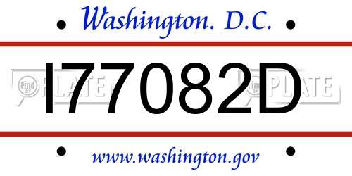 I77082D District Of Columbia License Plate