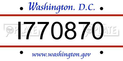 I770870 District Of Columbia License Plate