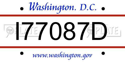 I77087D District Of Columbia License Plate