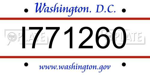 I771260 District Of Columbia License Plate