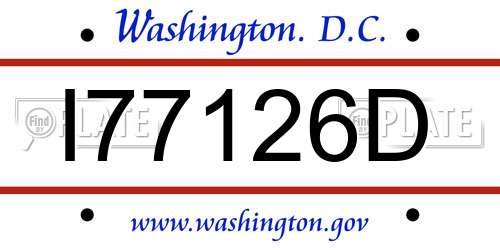 I77126D District Of Columbia License Plate