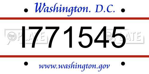 I771545 District Of Columbia License Plate