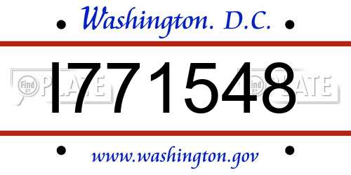 I771548 District Of Columbia License Plate