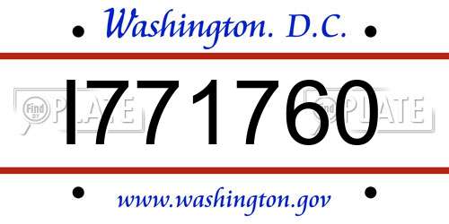 I771760 District Of Columbia License Plate