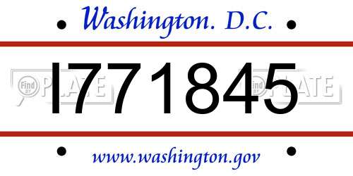 I771845 District Of Columbia License Plate