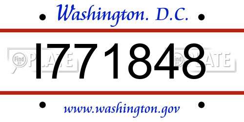 I771848 District Of Columbia License Plate