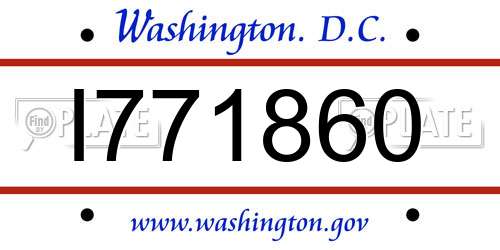 I771860 District Of Columbia License Plate