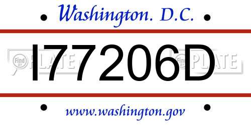 I77206D District Of Columbia License Plate