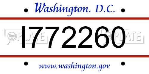 I772260 District Of Columbia License Plate