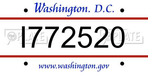 I772520 District Of Columbia License Plate