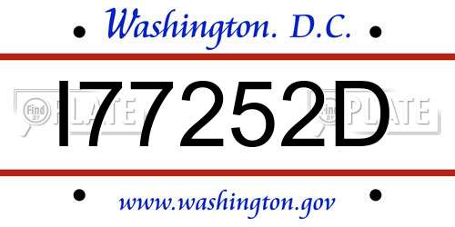 I77252D District Of Columbia License Plate