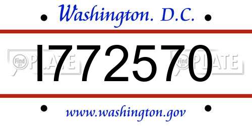 I772570 District Of Columbia License Plate