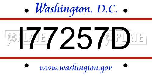 I77257D District Of Columbia License Plate