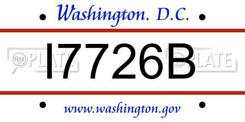 I7726B District Of Columbia License Plate