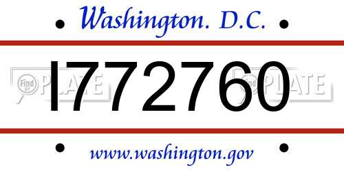 I772760 District Of Columbia License Plate