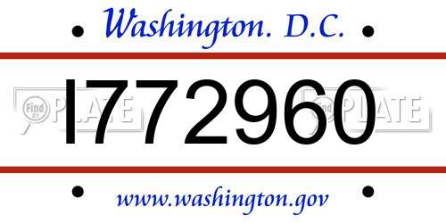I772960 District Of Columbia License Plate