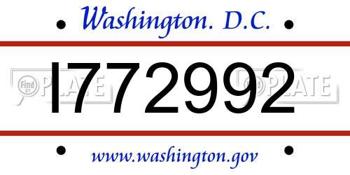 I772992 District Of Columbia License Plate