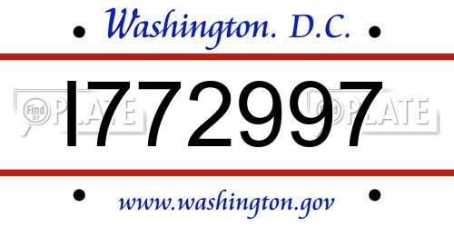 I772997 District Of Columbia License Plate