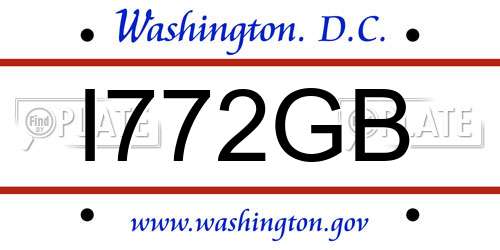 I772GB District Of Columbia License Plate