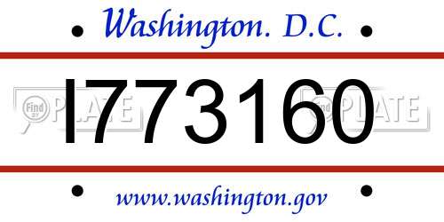 I773160 District Of Columbia License Plate
