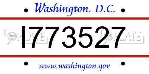 I773527 District Of Columbia License Plate