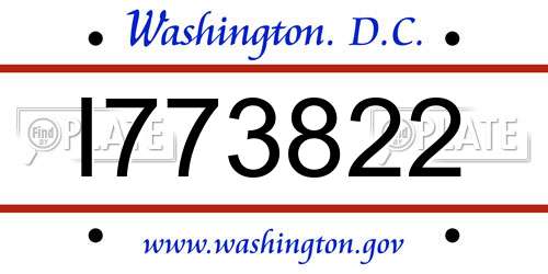 I773822 District Of Columbia License Plate