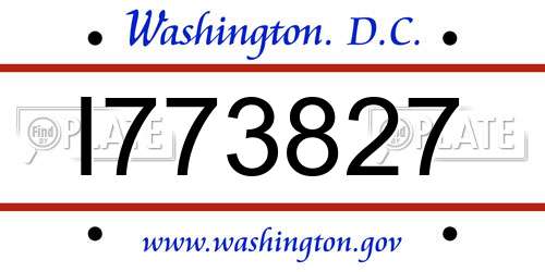 I773827 District Of Columbia License Plate