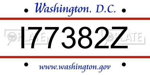 I77382Z District Of Columbia License Plate