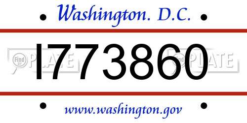 I773860 District Of Columbia License Plate