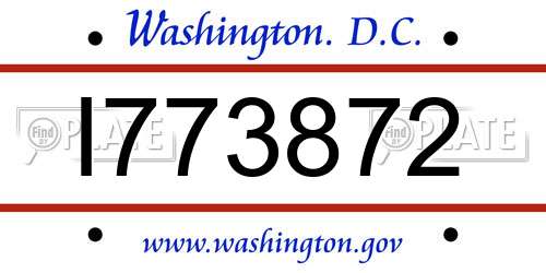 I773872 District Of Columbia License Plate